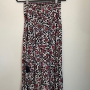 Floral print maxi skirt with tassels